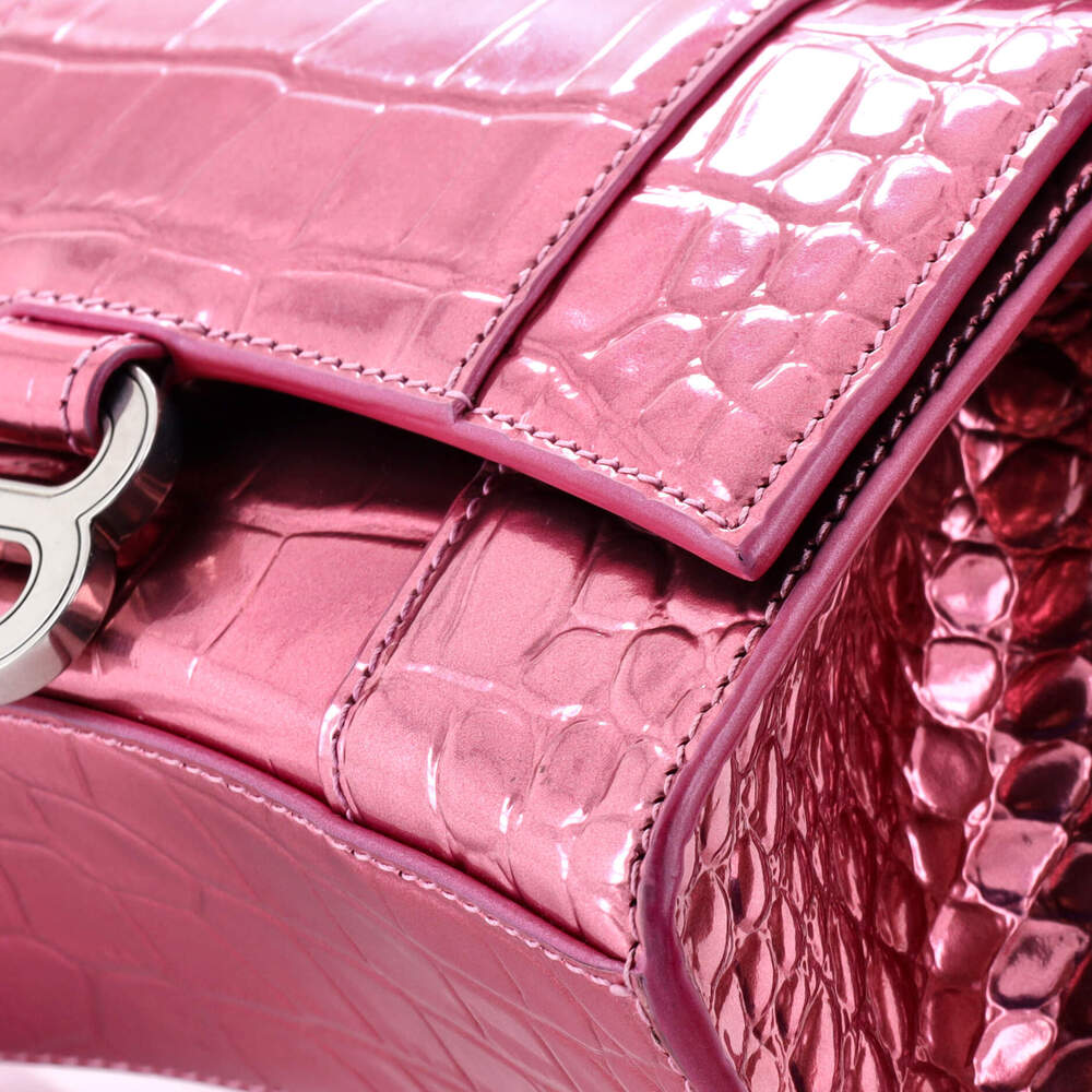 Balenciaga XS Hourglass Top Handle Bag Crocodile Embossed Leather - Picture 6 of 6
